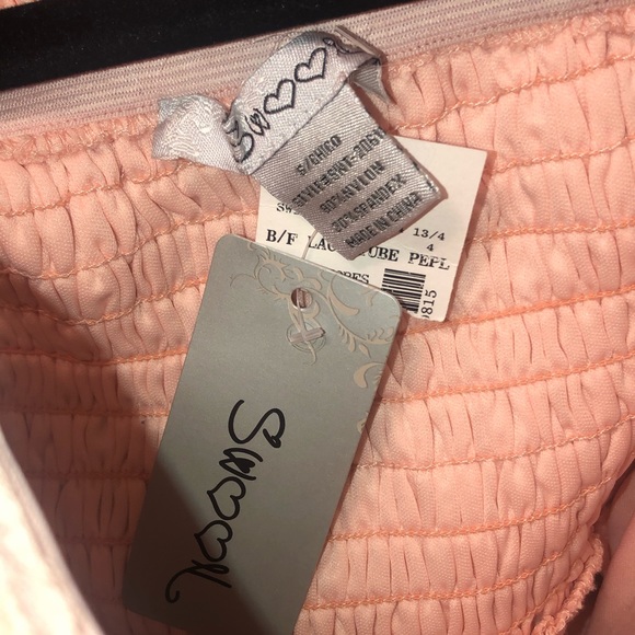 NWT PINK LACE PEPLUM TUBE TOP - Picture 6 of 6